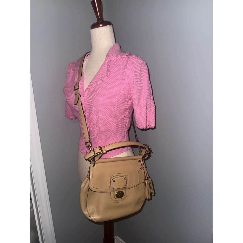 Coach Legacy Penny Tan Leather Shoulder Crossbody Bag 22382 Tassel Turnlock